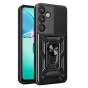 Oklepni ovitek MaX-Armor z obročem, kovinsko ploščico in zaščito zadnjih kamer za Samsung Galaxy S26 - army black
