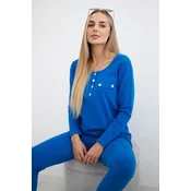 Set with press stud neckline in purple blue color