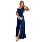 Womens long shiny dress with one shoulder bow Numoco