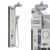 OEM Sprchový panel s batériou, masážny jet, dažďová sprcha - niklový-F-7004, (5000141733)