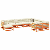 10-dijelni set vrtnih sofa s jastucima voštano smedi borovine