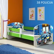 Djecji krevet ACMA s motivom, bocna zelena 140x70 cm 38 Policija