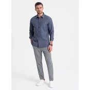OMBRE Moške hlače chino z elastičnim pasom V1 OM-PACP-0158 sive barve MDN124453 XL