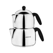 Double Turkish teapot, stainless steel, 0.7L/1.4L, Orbit - Korkmaz
