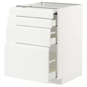 METOD / MAXIMERA Podni elem. s izvlac.rad.površ/3 fi, bela/Voxtorp matirano bela, 60x60 cm