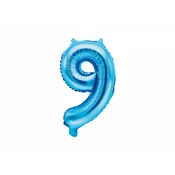 PartyDeco Mini balon iz folije - številka 9 modra 35cm