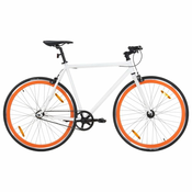 vidaXL Bicikl s fiksnim zupcanikom bijelo-narancasti 700c 51 cm