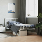 Vidaxl Kovinski posteljni okvir z vzglavjem in vznožjem bel 100x190 cm