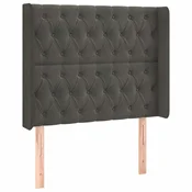 Vidaxl Vzglavje z ušesi temno sivo 93x16x118/128 cm žamet