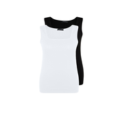 Trendyol Curve Black-White Basic Corded 2-Pack Square Collar Knitted Tank Top