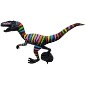 Casa Padrino luxury decorative sculpture dinosaur black/multicolored 300 x H. 157 cm - Huge garden sculpture - Life size sculpture - XXL decorative sculpture - XXL decorative animal figure