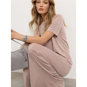 Sinsay - Wide leg pantalone sa sjajnim lurex koncem - kafa