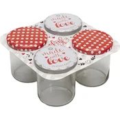 Gastro kozarci za vlaganje 425 ml, navojni pokrov Made with Love, različne barve, set 4 kos
