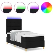 vidaXL vidaXL Box Spring Postelja z Vzmetnico in LED Črna 90x200 cm Tkanina, (22067352)