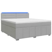 vidaXL Postelja boxspring z vzmetnico Svetlo siva 140 x 190 cm Blago