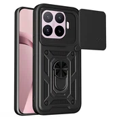 Oklepni ovitek MaX-Armor z obročem, kovinsko ploščico in zaščito zadnjih kamer za Xiaomi 17T - black