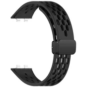 INF Zamenjava/kompatibilni deli – Huawei perforiran silikonski pašček z zložljivim zapenjalom za Band 11, 11 NFC, 11 Pro, 11 Pro NFC Black, (5000264294)