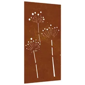 Vidaxl Vrtna stenska dekoracija 105x55 cm corten jeklo cvetlice