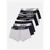 OMBRE Moške bombažne boksarice s kontrastno elastiko 7-pack V2 OM-UNBO-0100 mix MDN124142 M