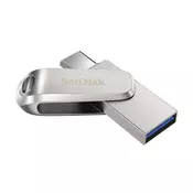 USB C & USB DISK SanDisk 512GB Ultra Dual LUXE, 3.1, srebrn, kovinski, branje do 150MB/s (SDDDC4-512G-G46) (151254)