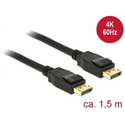 Kabel DELOCK, DisplayPort 1.2 (M) na DisplayPort (M) 4K, 60Hz, 1,5m