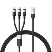 Punjac i podatkovni 100W USB-A na USB-C, Lightning, Micro-USB kabel Baseus StarSpeed - 480Mbps - 1.5m - cluster black