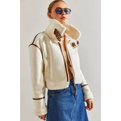 Bianco Lucci Womens Piping Laminated Long Coat