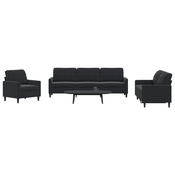 4-dijelni set sofa s jastucima crni baršunasti