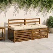vidaXL Blazina za klop VIANEN 100% poliester Krem 140 x 50 x 12 cm