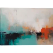 Dekorativna abstraktna slika na platnu modra 60x90 cm, moderna stenska umetnost na lesenem okvirju debeline 2,5 cm, vključuje montažni set, primerno za dnevno sobo, spalnico ali pisarno, eleganten