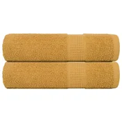 shumee vidaXL Kopalne brisače 2 kos zlata 100x150 cm 360 g/m2 100% bombaž