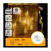 Aigostar - LED spoljni božicni lanac 100xLED/8 funkcija 3xAA 10m IP44 topla bela kapljice