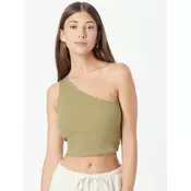 Womens cropped asymmetrical khaki top