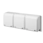 HERMES Trojna vtičnica z/brez 2P+Z SCHUKO IP44 bela 0326-02