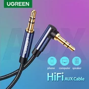 KABL 3.5mm-3.5mm 2m AUX UGREEN AV112 ugao 90 metalni konektori pozlaceni