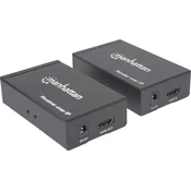 MANHATTAN Komplet Manhattan 1080p HDMI Over IP Extender Razširi signal 1080p z omrežnim stikalom in enim omrežnim kablom do 120 m IR podpore črno Manhattan 2079, (20429873)