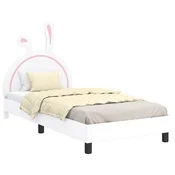 Vidaxl Otroški posteljni okvir z vznožjem Bela 80 x 200 cm PU