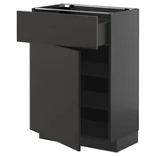 METOD / KNIVSHULT Podni element s ladicom/vratima, crno-siva/Nickebo mat antracit, 60x37 cm