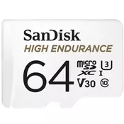 SanDisk High Endurance microSDXC Memory Card 64GB + Adapter (For Dash Cams and Private Security Cameras, 100MB/s Read, V30 for Full HD and 4K Videos)