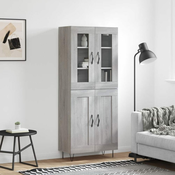 Greatstore Visoka komoda siva sonoma 69,5x34x180 cm inženirski les