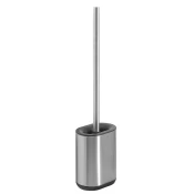 BIAGIO wall-hunng/freestanding silicone toilet brush, brushed stainless steel - Nerjaveče jeklo mat - 114x450x77 mm - Gedy - 24 - Nerjaveče jeklo; Plastika - Ščetka za stranišče - Kvadratni - 114 - 450 - 77 - 14
