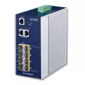 PLANET IP30 Industrial 8* 100/1000F SFP + 2*10/100/1000T Full Managed Ethernet Switch (-40 to 75 degree C), 1588 (IGS-10080MFT)