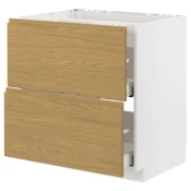 METOD / MAXIMERA Pod.elem.grej.ploca/2front/2fiok, bela/Voxtorp im. hrastovine, 80x60 cm