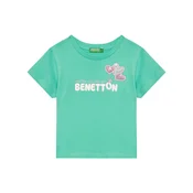Otroška bombažna kratka majica United Colors of Benetton turkizna barva, 3I1XG10JB