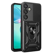 Robusna maska MaX-Armor s obrucem, metalnom plocicom i zaštitom zadnjih kamera za Samsung Galaxy S26 Ultra - army black
