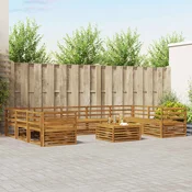 Set vanjskih sofa 10 pcs Prirodna Cvrsto drvo akacije