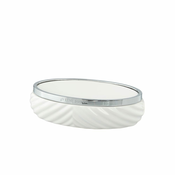 Lene Bjerre Masivna blazinica za milo MILDA bela s srebrno obrobo
