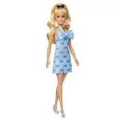 Barbie: Modna stilna blondinka v modri obleki z metuljčkom - Mattel