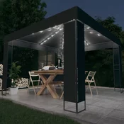 Sjenica s dva krova i LED svjetlosnim trakama 3 x 3 m antracit
