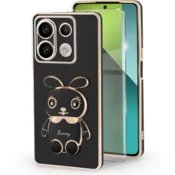 GS Ovitek za Xiaomi Redmi Note 13 Pro 5G, Rabbit, črn + kaljeno steklo 9H